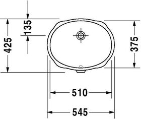 Duravit Einbauwaschtisch SANTOSA m ÜL o HLB 510x375mm ohne Hahnloch weiß