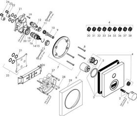 Thermostat SQUARE AXOR SHOWERSOLUTIONS UP f 1 Verbraucher brushed black chrome