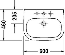 Duravit Waschtisch D-CODE m ÜL HLB 1 Hahnloch 600x460mm weiß