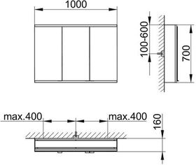 Keuco Spiegelschrank ROYAL MODULAR 2.0 Breite 1000mm Höhe 700mm Tiefe 160mm