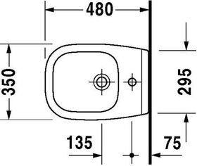 Duravit Wand-Bidet D-CODE COMPACT m ÜL HLB 350x480mm 1 Hahnloch weiß