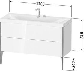 Duravit Waschtischunterbauset XVIU 1200x480mm e HL sw ma / we s-matt Ra B2