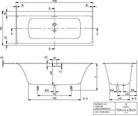 V&B Whirlpoolsystem SUBWAY 3.0 A COM m SilentFlow Tech. Pos 2 St white