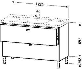 Duravit Waschtischunterbau BRIOSO Griffe chr 691x1220x479mm betongrau matt