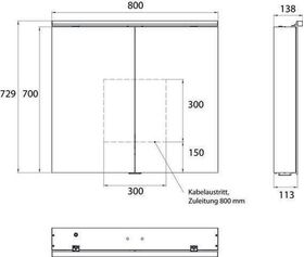 Emco LED-Lichtspiegelschr. FLAT 2 C AP 800x729mm 2-tü m LED-Aufsl. Aluminium