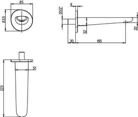 V&B Wannenauslauf ANTAO 85x84x223mm, für Wandmontage chrom