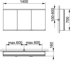 Keuco Spiegelschrank ROYAL MODULAR 2.0 Breite 1400mm Höhe 700mm Tiefe 160mm