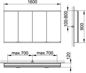 Keuco Spiegelschrank ROYAL MODULAR 2.0 Breite 1600mm Höhe 900mm Tiefe 120mm