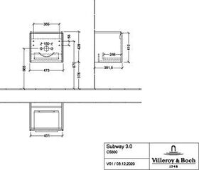 V&B Waschtischunterschrank SUBWAY 3.0 473x429x407,5mm f SWT Gri Vo bl Br w