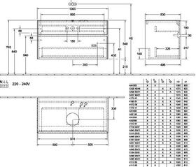 V&B Waschtischunterschrank COLLARO 100x54,8x50cm WT mttg m LED-B. w Wood