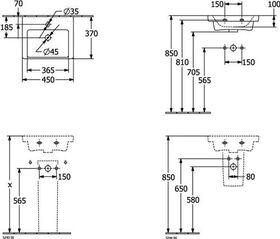 V&B Handwaschbecken SUBWAY 3.0 450x370mm m ÜL m HL stone white C+