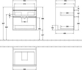 V&B Waschtischunterschrank VENTICELLO 603x590x502mm Griff Copper Glossy White