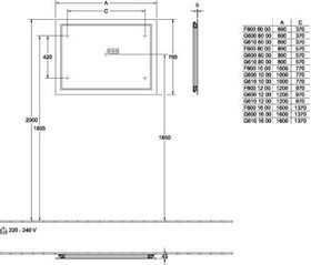 V&B Spiegel FINION mit Beleuchtung 1600x750x45mm, 1x 66,2 W