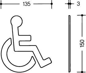 Symbol Barrierefrei 801.91B030 PA Farb-Nr.98 B.135mm H.150mm S.3mm HEWI