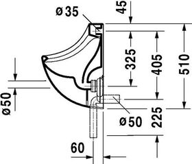 Duravit Urinal BILL 345x350mm Zul v hinten ohne Fliege weiß