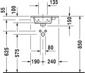 Duravit Handwaschbecken ME by Starck o ÜL m HLB 430x300mm 1 Hahnloch weiß