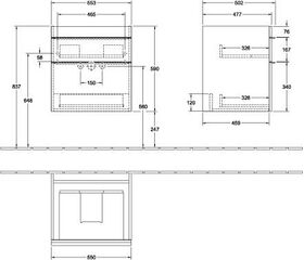 V&B Waschtischunterschrank VENTICELLO 553x590x502mm Griff Copper Glossy Grey