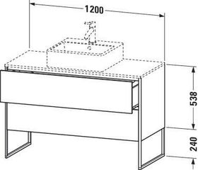 Duravit Waschtischunterbau XSQUARE 1200x678x548mm 2 Au we sdm ES NB mitte