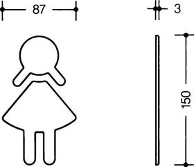 Symbol Frau 801.91B020 PA Farb-Nr.92 B.87mm H.150mm S.3mm HEWI