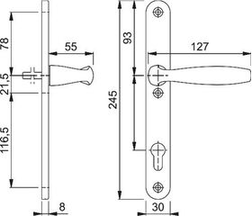 1/2 Profiltür-Garnitur NY 1810/3346SN Alu.F9016 PZ HOPPE