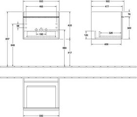 V&B Waschtischunterschrank VENTICELLO 553x420x502mm Griff white Glossy Grey