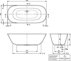 V&B Freistehwanne THEANO DUO 1750x800mm, Colour on Demand stone white