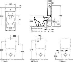 V&B Stand-WC AVENTO ti. 370x640mm spülrandl DF Sto wh cplus