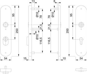 Langschildpaar E3332ZA/3310 F1/silberf.F1 PZ 72mm HOPPE