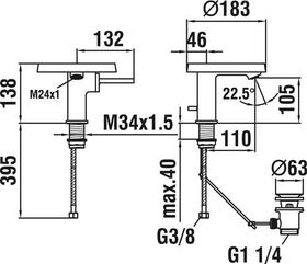 Laufen Einhand-Waschtischmischer KARTELL m Deko-Disc transp. m Ablaufventil chro