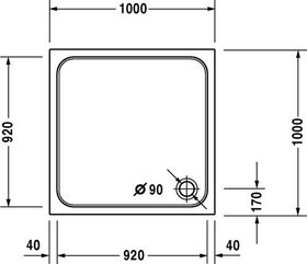 Duravit Quadrat-Duschwanne D-CODE mit Antislip, weiß 1000x1000x85mm