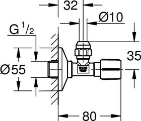 Grohe Eckventil 1/2" Schubros d= 55mm chr