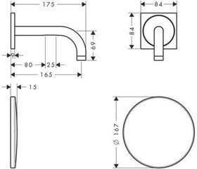 Elektronik-Waschtischmischer AXOR UNO2 UPWdmt Netz 230 V m Ala 165mm ma-sw