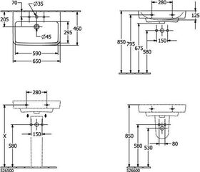 V&B Waschtisch O.NOVO 650x460mm mit ÜL we C+