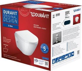 Duravit Wand-WC-Set D-NEO Compact Tiefspüler rimless mit WC-Sitz weiß