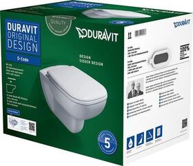 Duravit Wand-WC-Set D-CODE RIMLESS tief, 355x540mm weiß