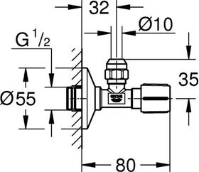 Grohe Eckventil 1/2" Schubros d= 55mm chr