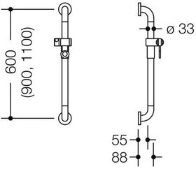 Hewi Brausehalterstange SERIE 801 d= 33mm 1100mm koralle