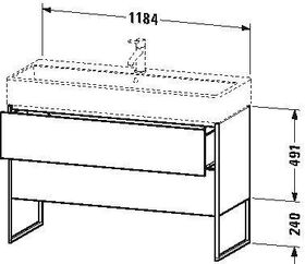 Duravit Waschtischunterbau XSQUARE 731x1184x460mm stone blue hochglanz