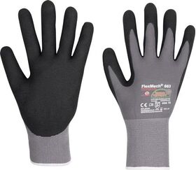 Handschuhe FlexMech 663 Gr.6 grau/schwarz Nylon/Elastan/Nitrilschaum 10 PA - VPE: 10