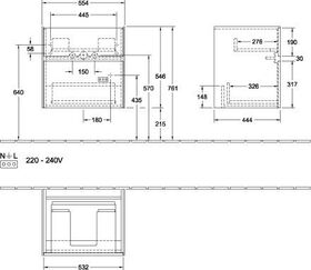 V&B Waschtischunterschrank COLLARO 554x546x444mm m LED-B. Glossy White