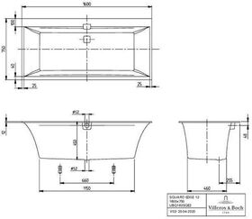 V&B Whirlpoolsystem SQUARO EDGE 12 m BW R-eck 1600x750 Tech. Pos 1 we