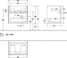 V&B Waschtischunterschrank COLLARO 604x546x444mm Glossy White