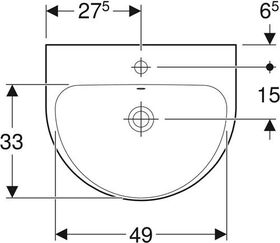 Geberit Waschtisch RENOVA mit Hahnloch mit Überlauf 550x450mm weiß