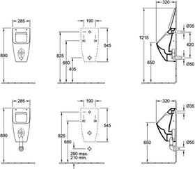 V&B Absaug-Urinal VENTICELLO 285x545x315mm DF o De we C+