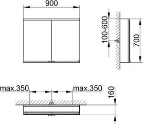 Keuco Spiegelschrank ROYAL MODULAR 2.0 Breite 900mm Höhe 700mm Tiefe 160mm