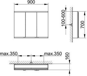 Keuco Spiegelschrank ROYAL MODULAR 2.0 Breite 900mm Höhe 700mm Tiefe 160mm