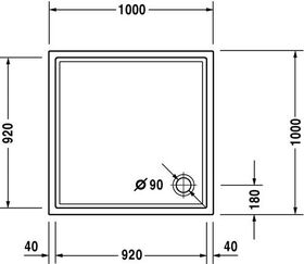 Duravit Quadrat-Duschwanne STARCK SLIML mit Antislip 1000x1000x50mm weiß