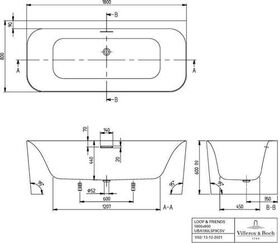 V&B Vorwandwanne LOOP & FRIENDS SQUARE D wandstehend, 1800x800mm we