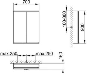 Keuco Spiegelschrank ROYAL MODULAR 2.0 Breite 700mm Höhe 900mm Tiefe 160mm