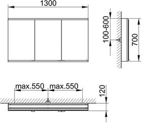 Keuco Spiegelschrank ROYAL MODULAR 2.0 Breite 1300mm Höhe 700mm Tiefe 120mm